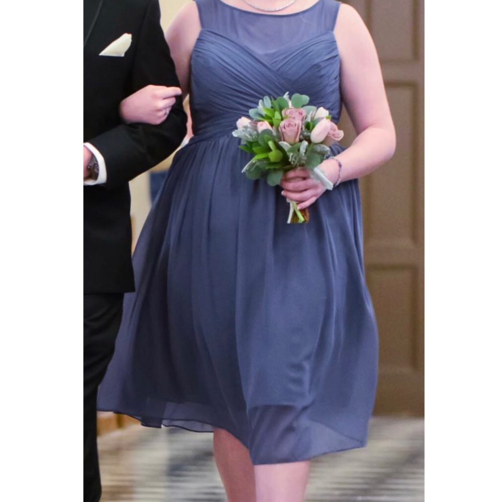 Bill Levkoff Prom bridesmaid Pewter formal  dress